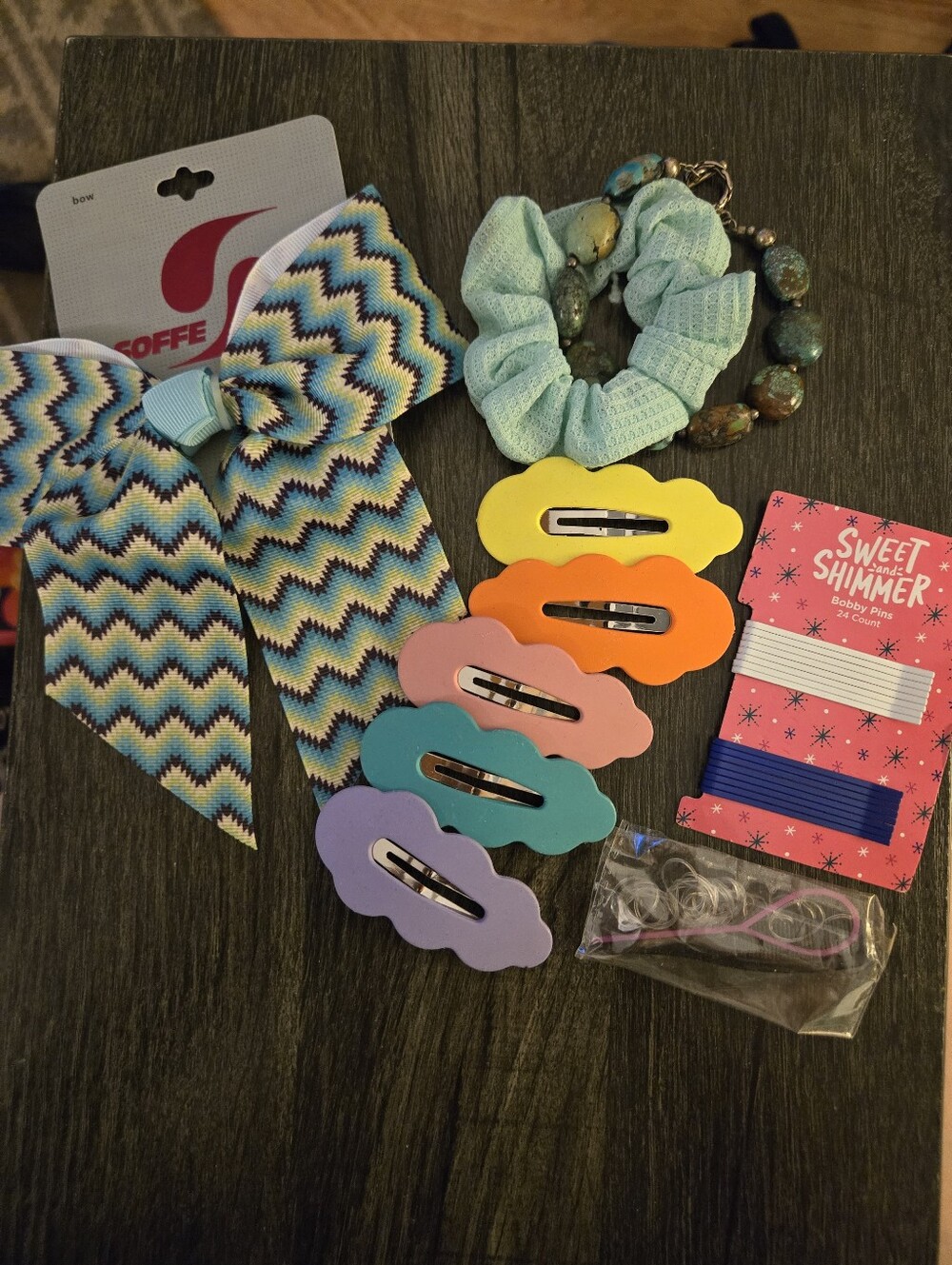Chevron Bow and Pastel Hair Accessory Set